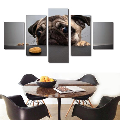 Pug Wants A Cookie 5 Panel Canvas Print Wall Art - GotItHere.com