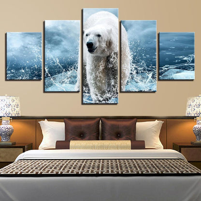 Polar Bear 5 Panel Canvas Print Wall Art - GotItHere.com