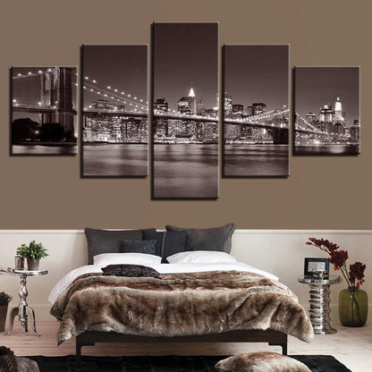Brooklyn Bridge New York City 5 Panel Canvas Print Wall Art - GotItHere.com