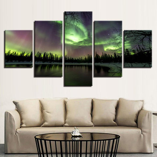 Northern Lights 5 Panel Canvas Print Wall Art - GotItHere.com