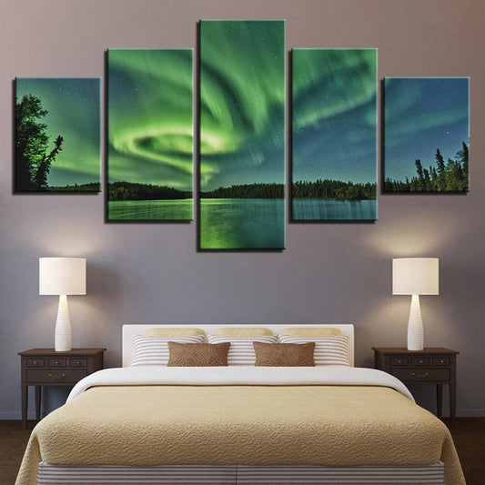 Northern Lights 5 Panel Canvas Print Wall Art - GotItHere.com