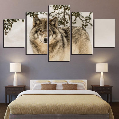 Wolf 5 Panel Canvas Print Wall Art - GotItHere.com
