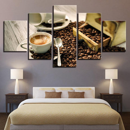 Coffee Cafe Restaurant Coffee Shop 5 Panel Canvas Print Wall Art - GotItHere.com