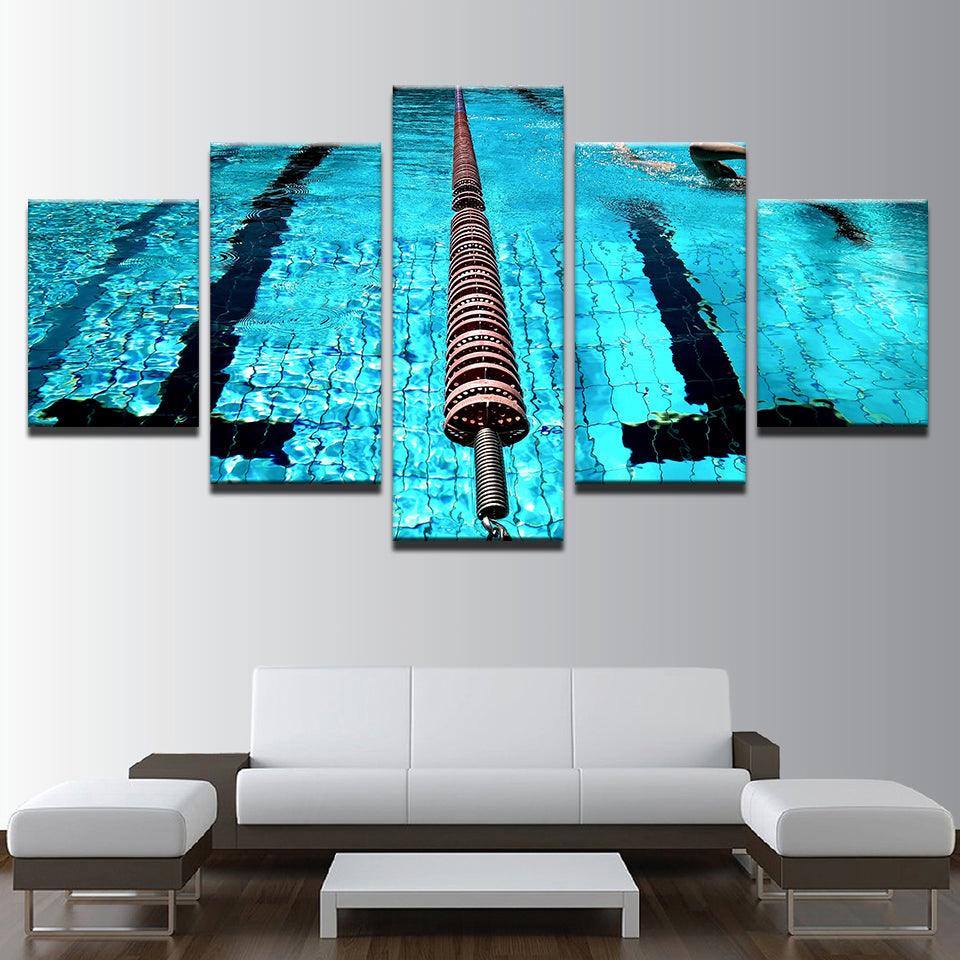 Olympic Swimming Pool Lane Divider 5 Panel Canvas Print Wall Art - GotItHere.com