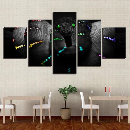 Multi-color Green Tree Python 5 Panel Canvas Print Wall Art - GotItHere.com