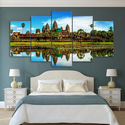Angkor Wat Temple Cambodia 5 Panel Canvas Print Wall Art - GotItHere.com