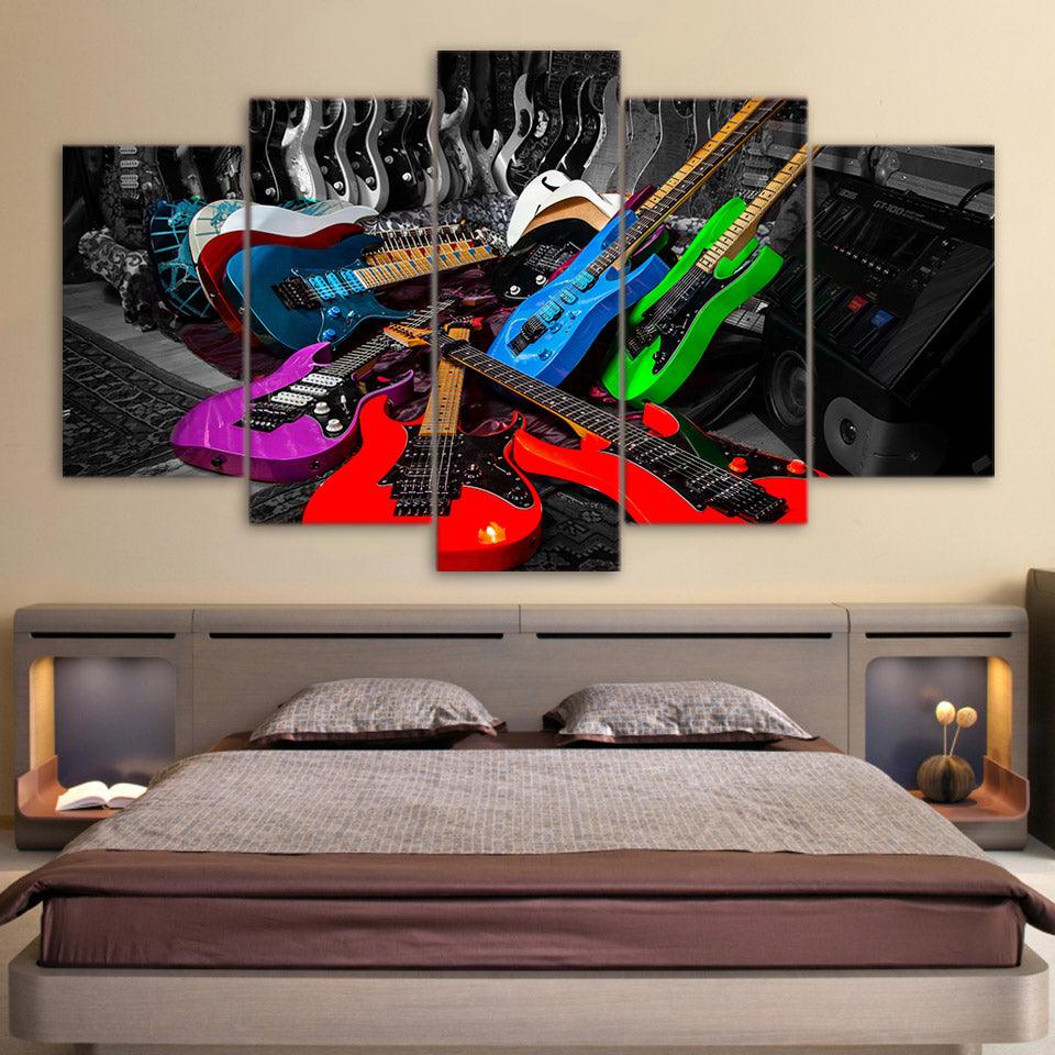 Electric Guitars 5 Panel Canvas Print Wall Art - GotItHere.com