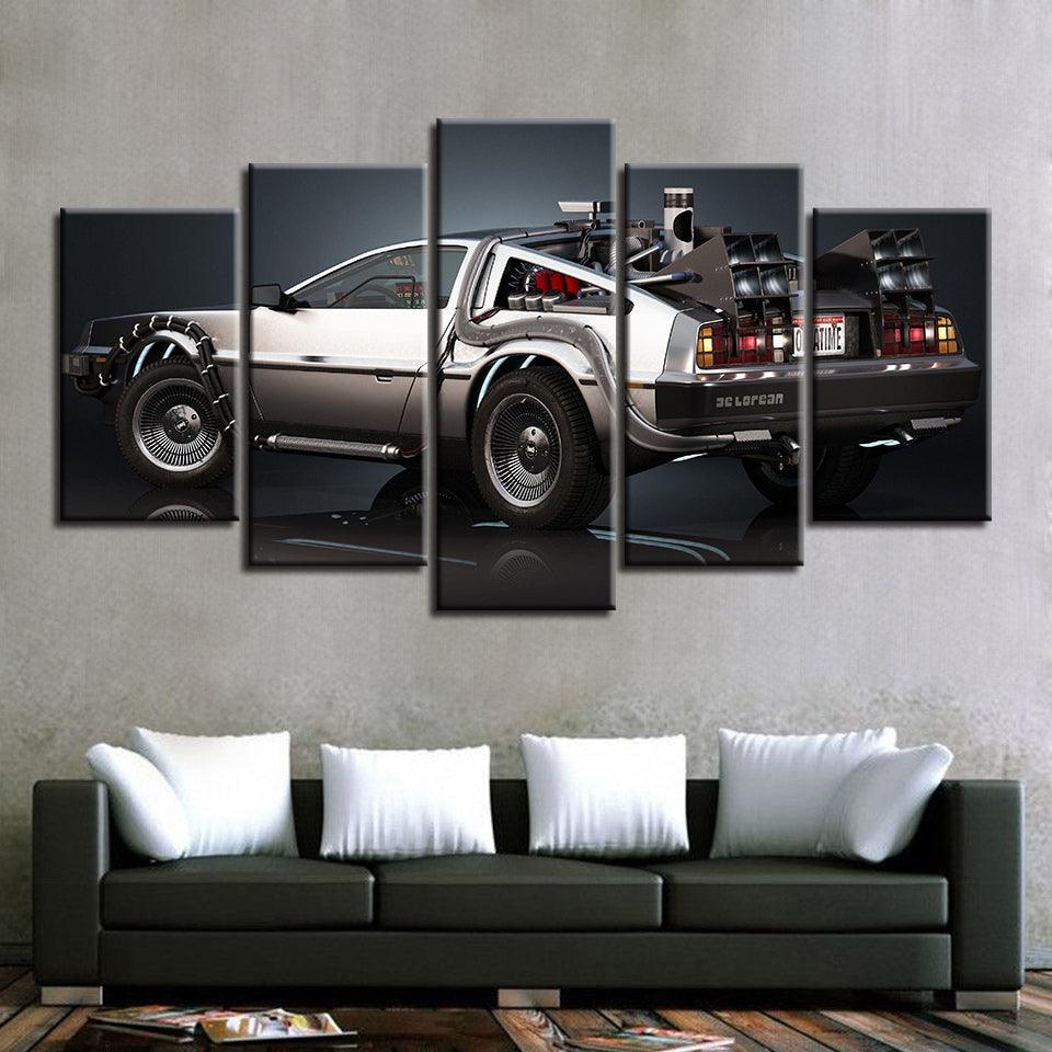 Back To The Future DeLorean 5 Panel Canvas Print Wall Art - GotItHere.com