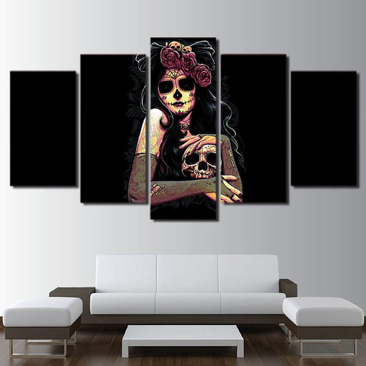 Dia De Los Muertos 5 Panel Canvas Print Wall Art - GotItHere.com