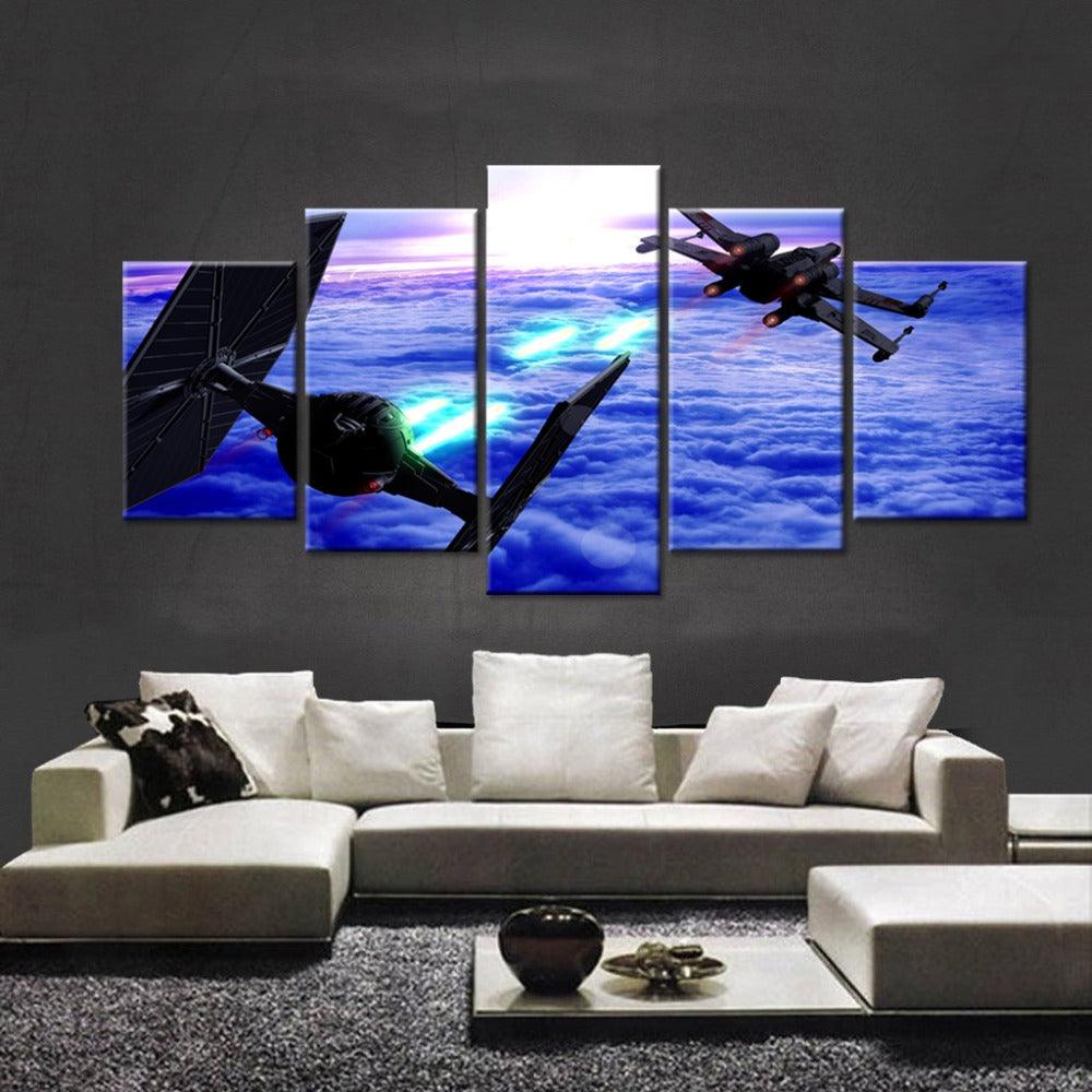 .Star Wars TIE Fighter vs X-Wing 5 Panel Canvas Print Wall Art - GotItHere.com