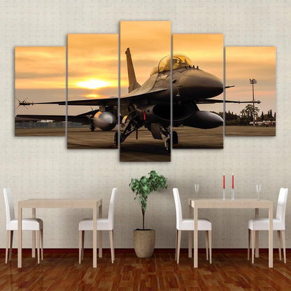 F-16 On The Tarmac 5 Panel Canvas Print Wall Art - GotItHere.com