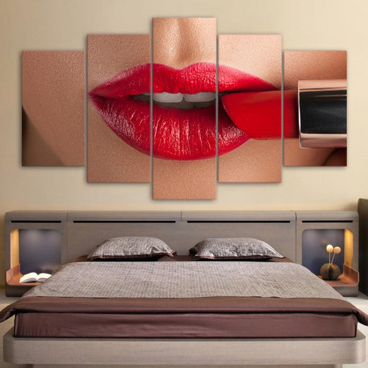 Lipstick Makeup 5 Panel Canvas Print Wall Art - GotItHere.com