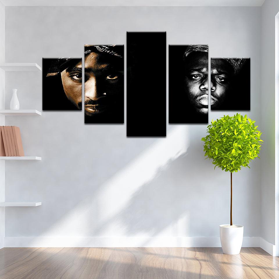 Notorious B.I.G. Tupac 5 Panel Canvas Print Wall Art - GotItHere.com