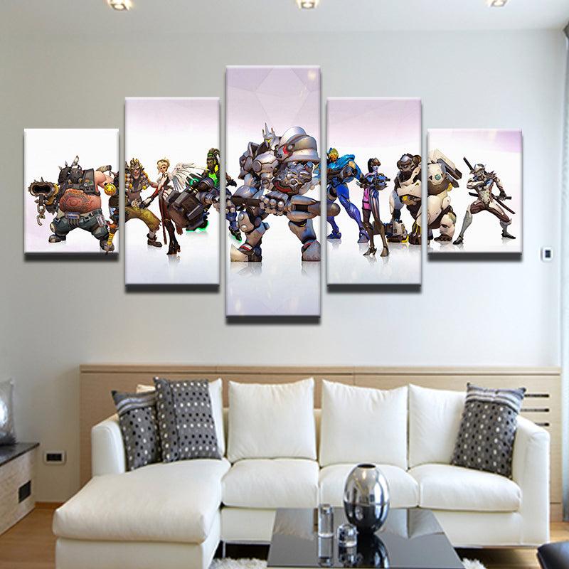 Overwatch Heroes Game Characters 5 Panel Canvas Print Wall Art - GotItHere.com