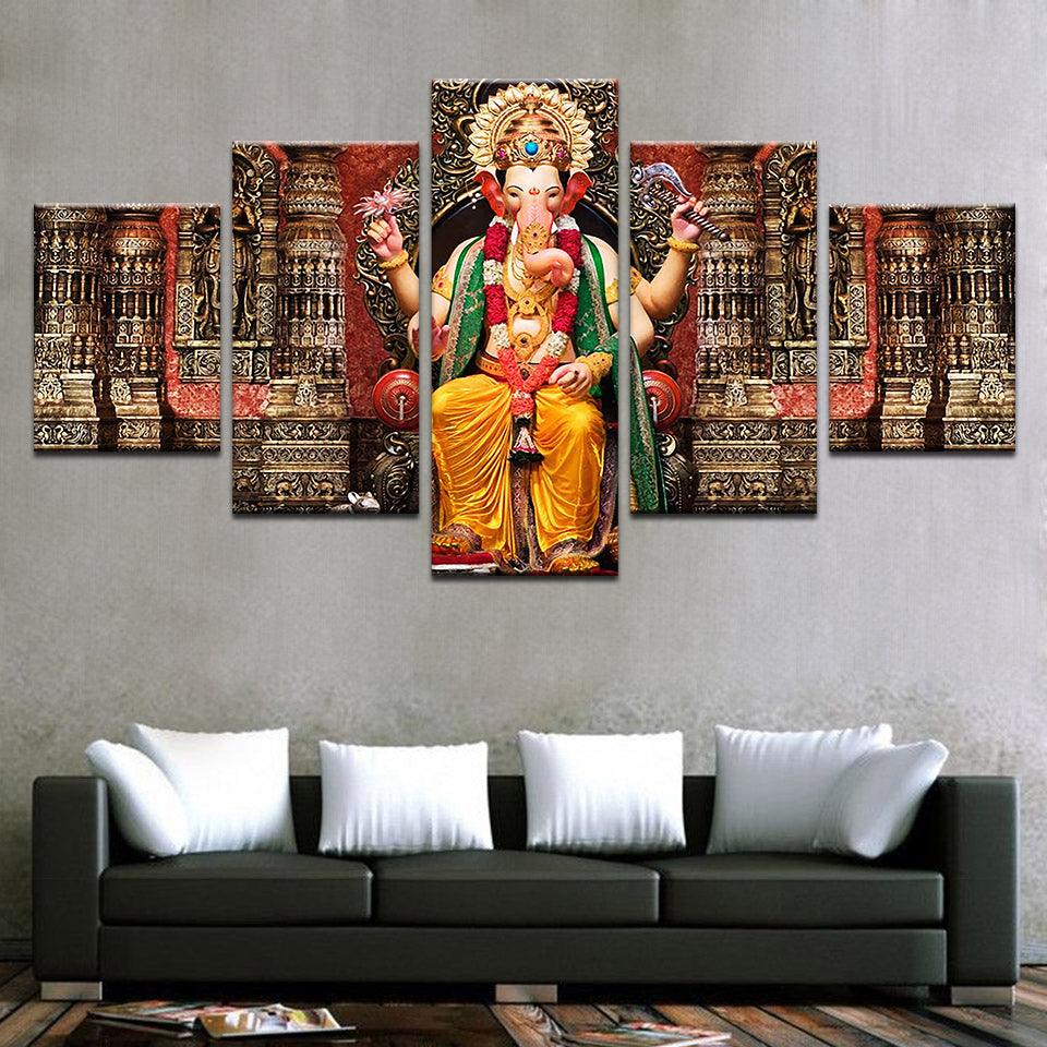Ganesha Shrine 5 Panel Canvas Print Wall Art - GotItHere.com