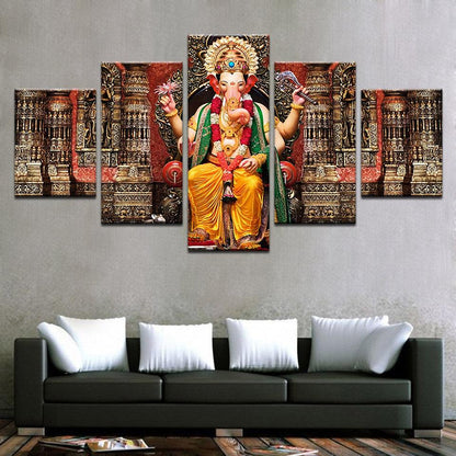 Ganesha Shrine 5 Panel Canvas Print Wall Art - GotItHere.com