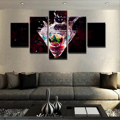 Martini Cocktail Highball Bar Restaurant 5 Panel Canvas Print Wall Art - GotItHere.com