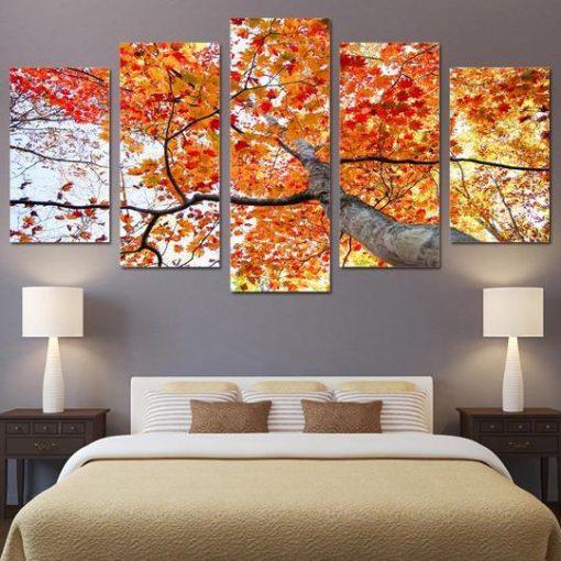 Colorful Leaves In Fall 5 Panel Canvas Print Wall Art - GotItHere.com