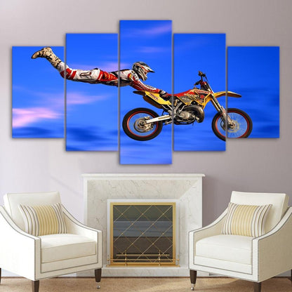 Moto-X X-Games Superman Dirtbike 5 Panel Canvas Print Wall Art - GotItHere.com