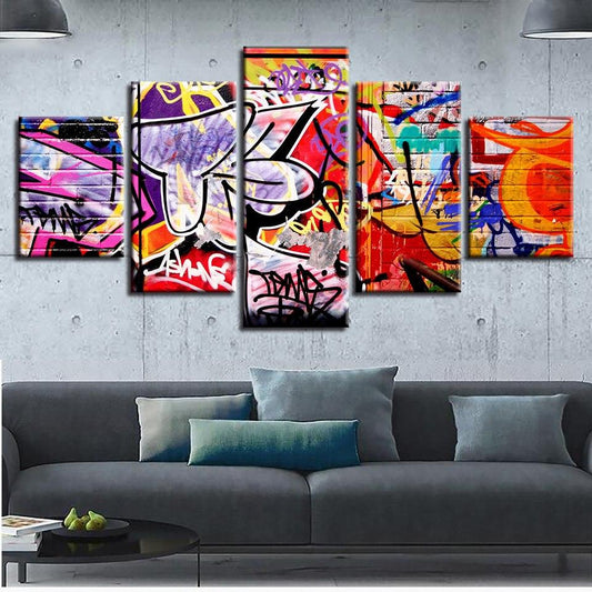 Graffiti Abstract 5 Panel Canvas Print Wall Art - GotItHere.com