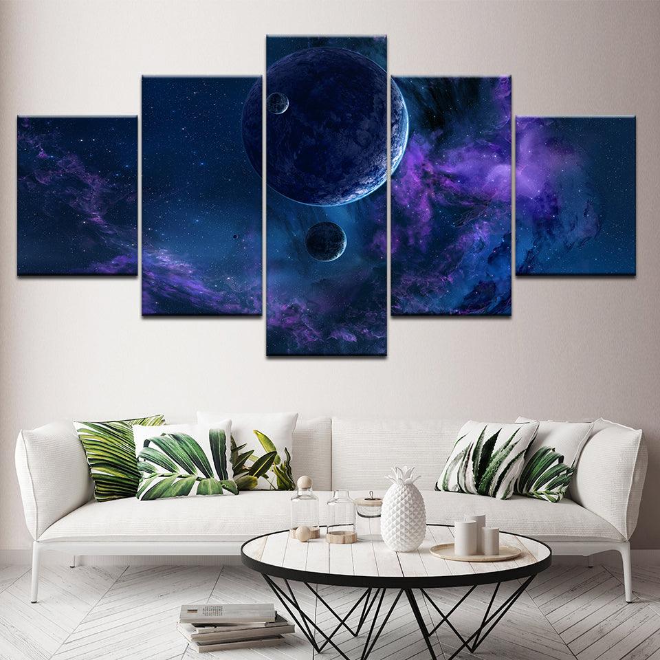 Space Abstract Fantasy 5 Panel Canvas Print Wall Art - GotItHere.com