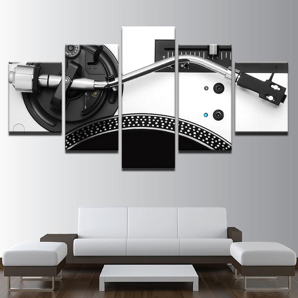 Turntable Record Player DJ 5 Panel Canvas Print Wall Art - GotItHere.com