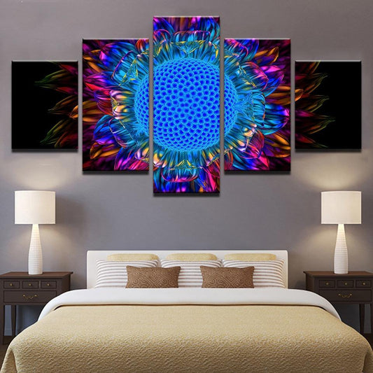Sunflower Rainbow Abstract 5 Panel Canvas Print Wall Art - GotItHere.com