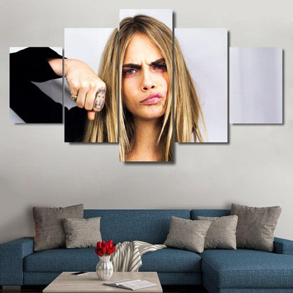 Cara Delevingne 5 Panel Canvas Print Wall Art - GotItHere.com
