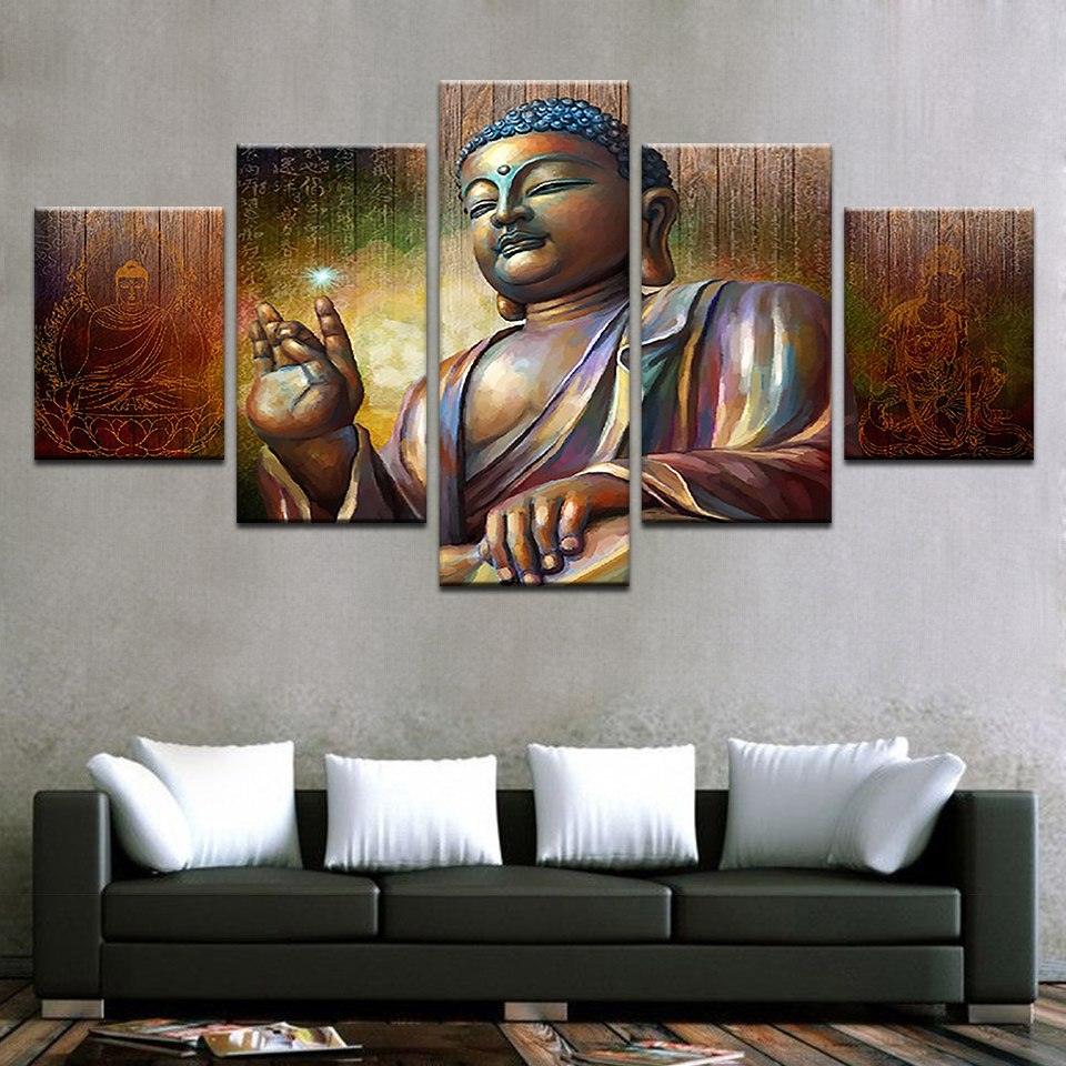 Buddha 5 Panel Canvas Print Wall Art - GotItHere.com