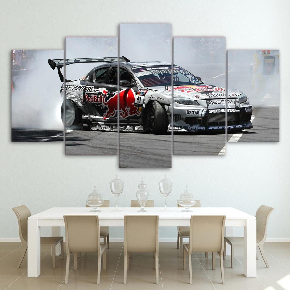 Mazda RX8 Drift Car 5 Panel Canvas Print Wall Art - GotItHere.com