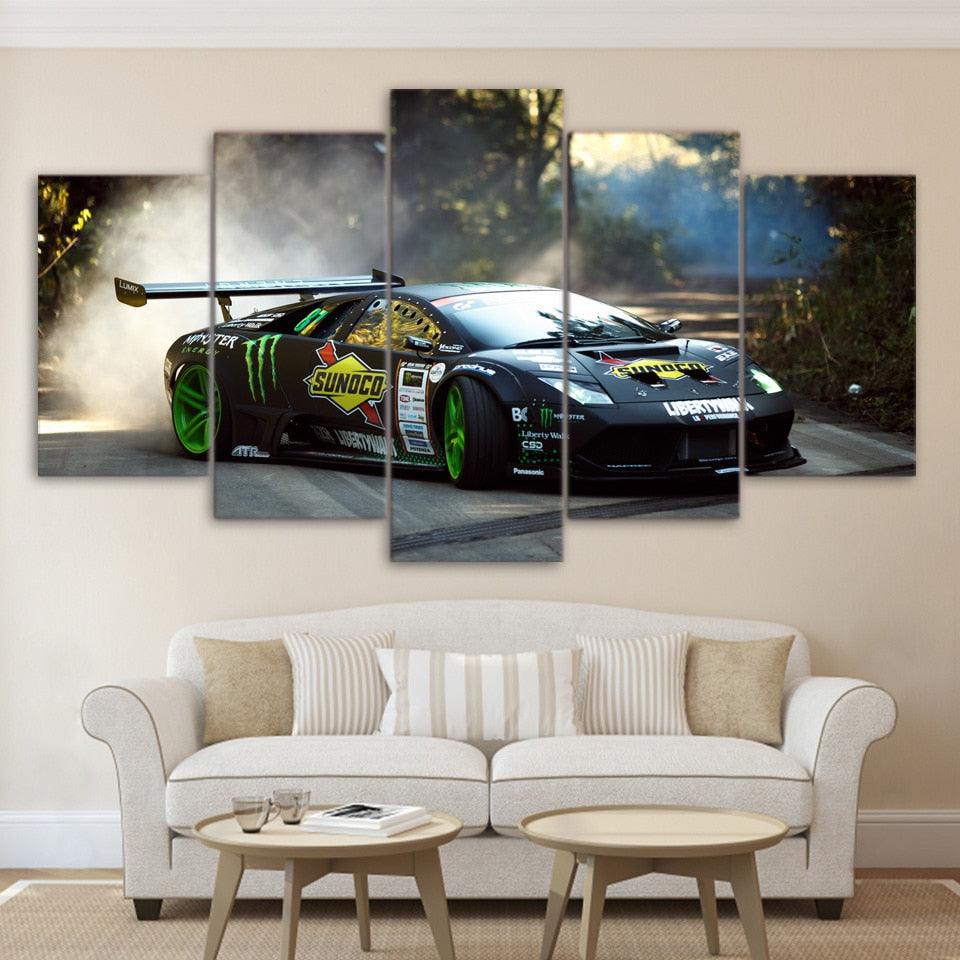 Lamborghini Drifting 5 Panel Canvas Print Wall Art - GotItHere.com