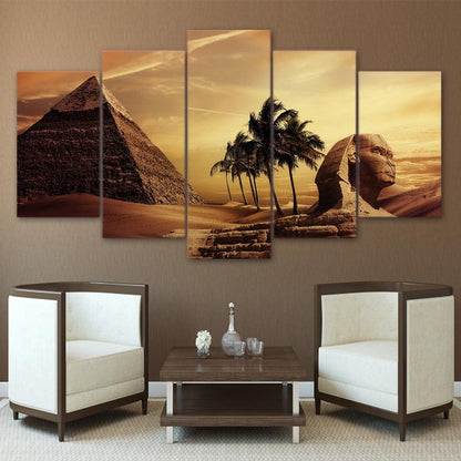 Pyramid And Sphinx Egypt 5 Panel Canvas Print Wall Art - GotItHere.com