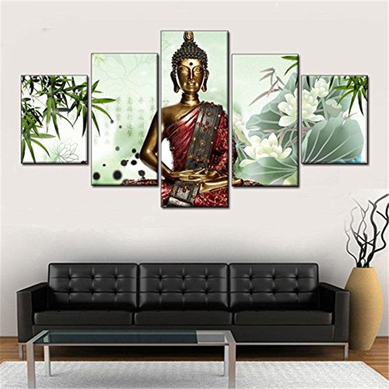 Buddha Statue 5 Panel Canvas Print Wall Art - GotItHere.com
