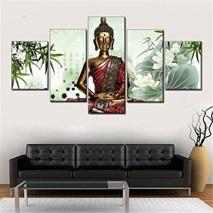 Buddha Statue 5 Panel Canvas Print Wall Art - GotItHere.com