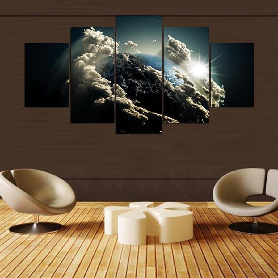 Abstract Planet Earth From Space 5 Panel Canvas Print Wall Art - GotItHere.com