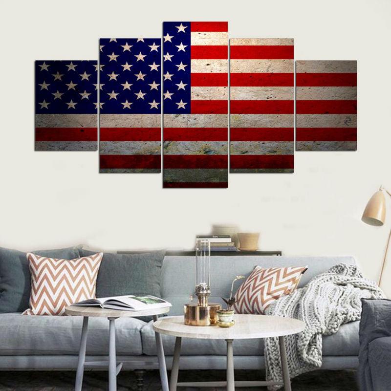 American Flag US USA 5 Panel Canvas Print Wall Art - GotItHere.com