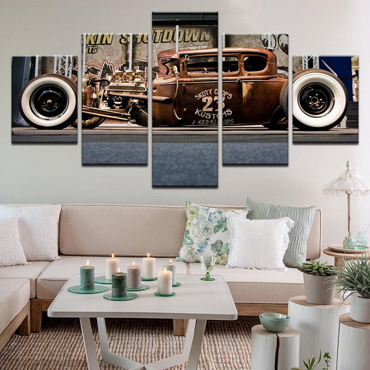 Rat Rod Hot Rod 5 Panel Canvas Print Wall Art - GotItHere.com
