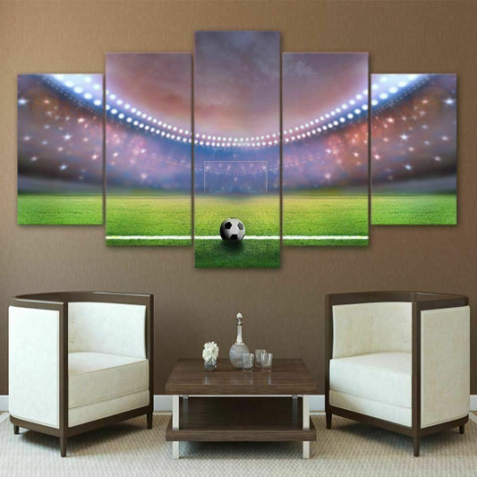 Soccer Football Stadium 5 Panel Canvas Print Wall Art - GotItHere.com