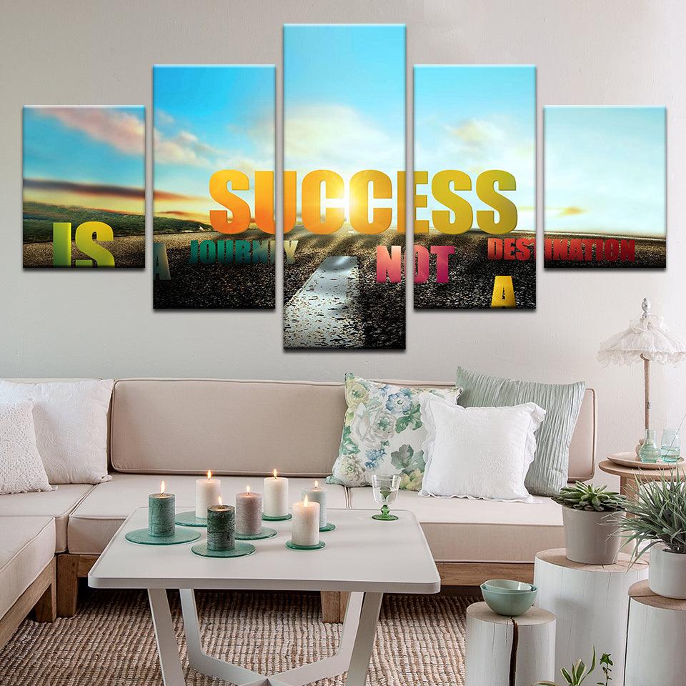 Success Is A Journey Motivational Inspirational Quote 5 Panel Canvas Print Wall Art - GotItHere.com