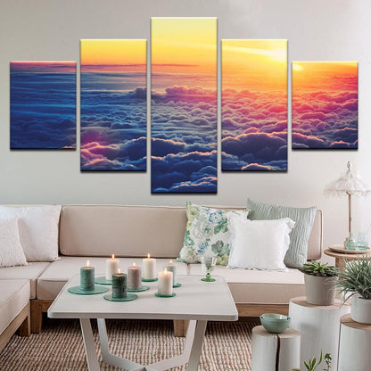 Sunrise Above The Clouds 5 Panel Canvas Print Wall Art - GotItHere.com