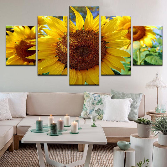 Sunflowers 5 Panel Canvas Print Wall Art - GotItHere.com