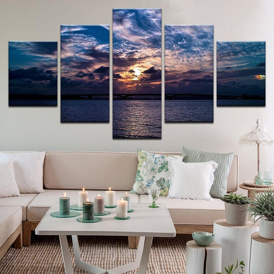 Sunset Bridge Florida Keys 5 Panel Canvas Print Wall Art - GotItHere.com