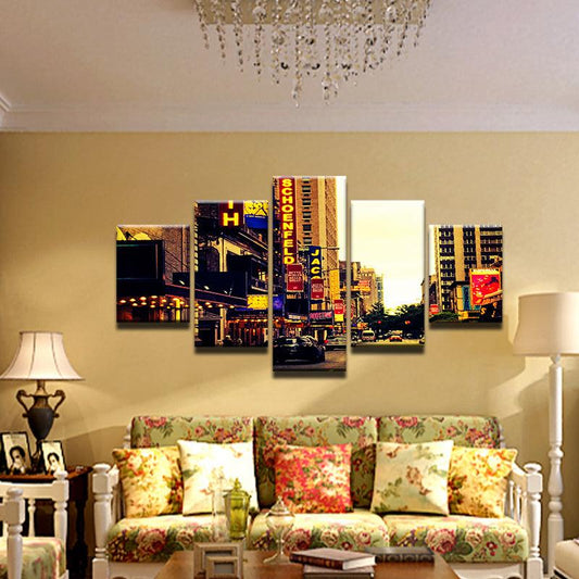 New York Schoenfeld Theater Broadway 5 Panel Canvas Print Wall Art - GotItHere.com