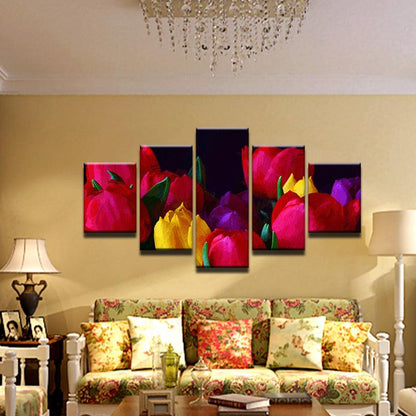 Tulips 5 Panel Canvas Print Wall Art - GotItHere.com