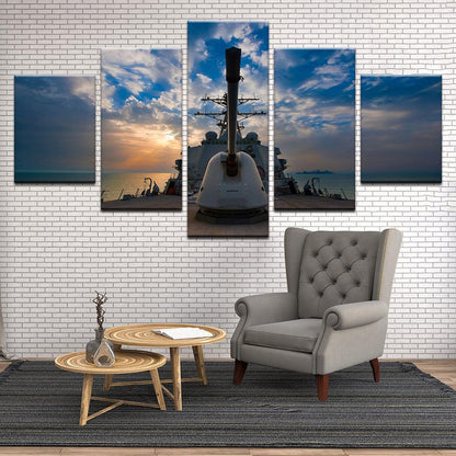 USS Higgins Destroyer Artillery 5 Panel Canvas Print Wall Art - GotItHere.com