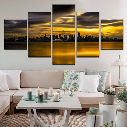 Vancouver BC Skyline British Columbia 5 Panel Canvas Print Wall Art - GotItHere.com