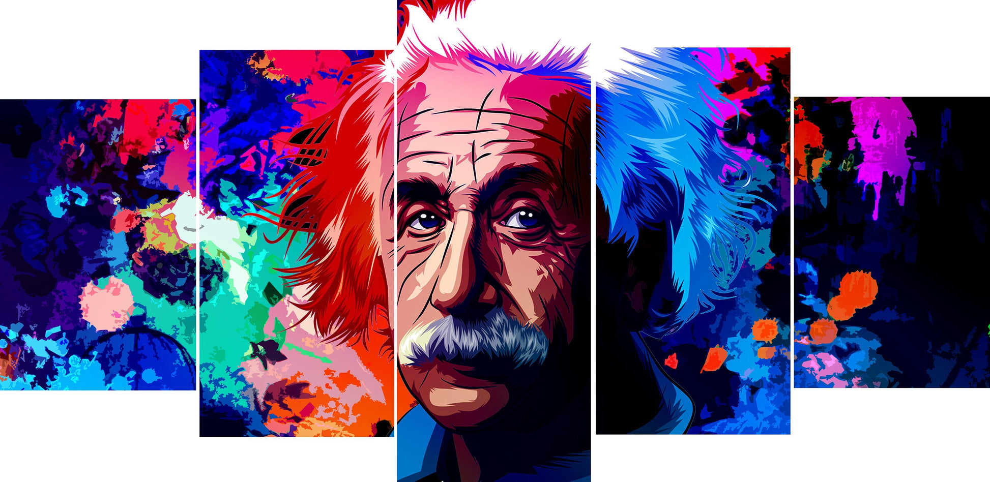 Albert Einstein 5 Panel Canvas Print Wall Art - GotItHere.com