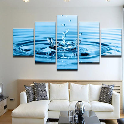 Water Drop 5 Panel Canvas Print Wall Art - GotItHere.com
