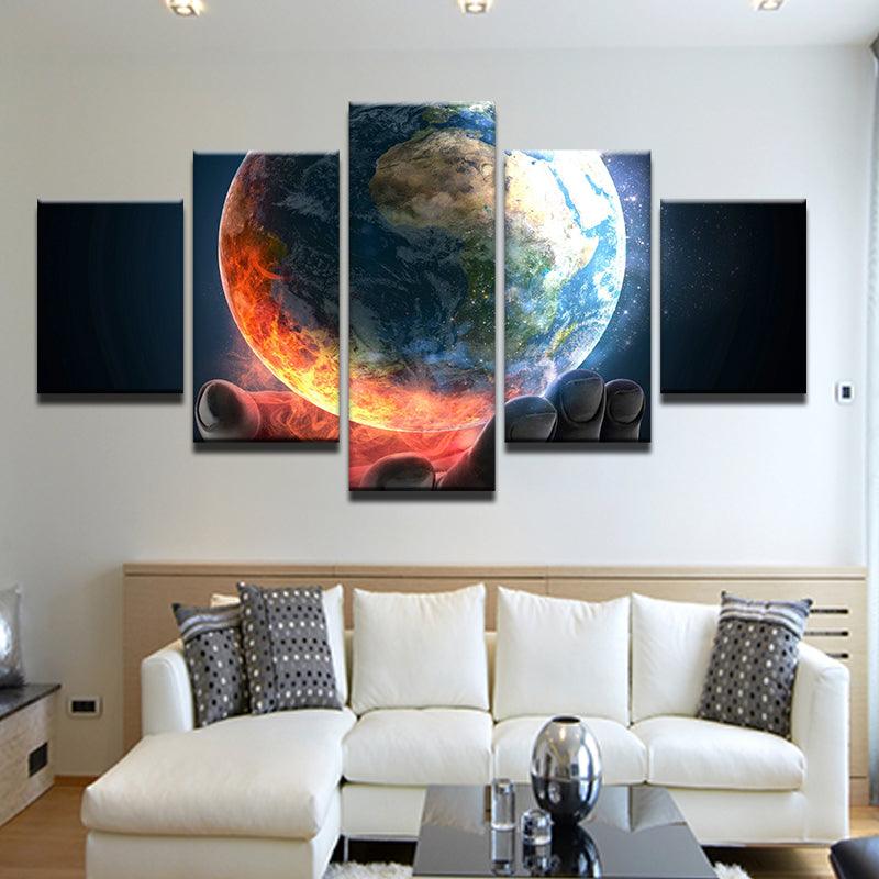 Earth In Hand 5 Panel Canvas Print Wall Art - GotItHere.com