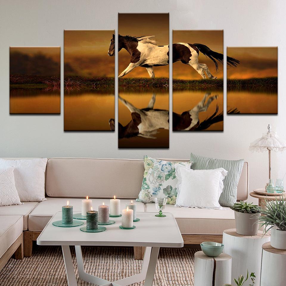 American Paint Running On The Plains 5 Panel Canvas Print Wall Art - GotItHere.com
